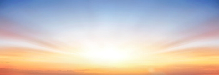 The morning sky looks like a bright golden and blue-purple sky - obrazy, fototapety, plakaty