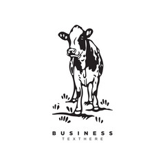 Cow farm dairy logo design vector for your brand or business