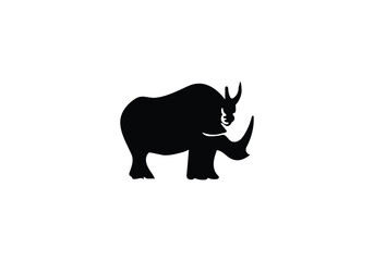 Black Rhinoceros minimal style  icon illustration design