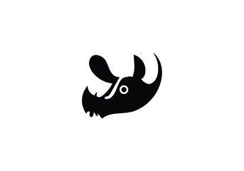 Black Rhinoceros minimal style  icon illustration design