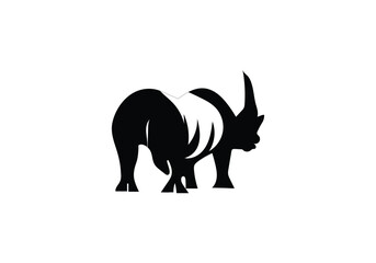 Black Rhinoceros minimal style  icon illustration design