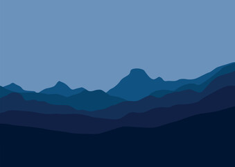 Fototapeta na wymiar Landscape with mountains. Vector illustration in flat style.