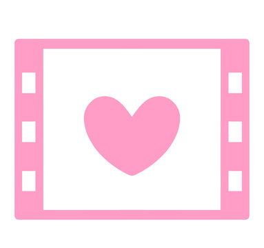 シンプルなピンク色のハートマークとフィルム映画