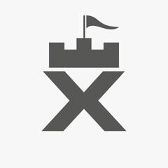 Castle Logo With X Logo Symbol Vector Template