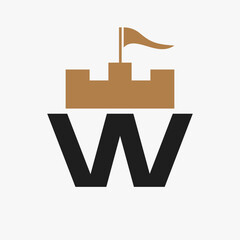 Castle Logo With W Logo Symbol Vector Template