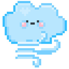 The windy weather icon in pixel art
