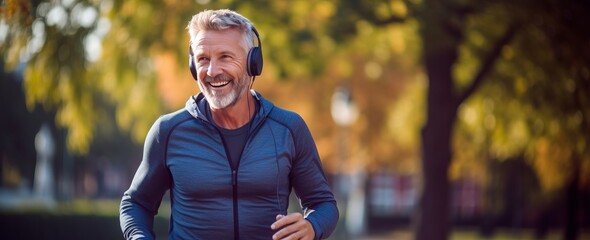 man listening to music while jogging