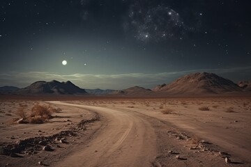 Fototapeta na wymiar desert landscape with moon