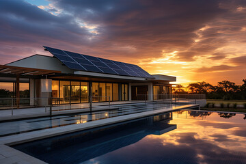 Obraz premium Constructed homes with solar panels on the roof.