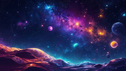 Stars and galaxies, other worlds, deep space, constellations.