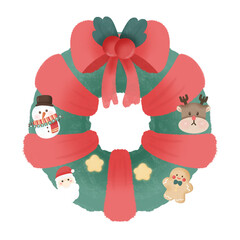 Christmas wreath on transparent background 