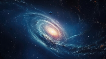 Spiral galaxy, interstellar scenery, galaxies, planets, space, futuristic world, space world,...