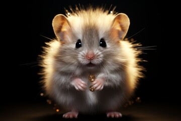 An expressive dwarf hamster with a whimsical look on its face. Generative AI