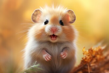 An expressive dwarf hamster with a whimsical look on its face. Generative AI - obrazy, fototapety, plakaty