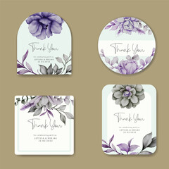 hand painted watercolor flowers label or badge collection