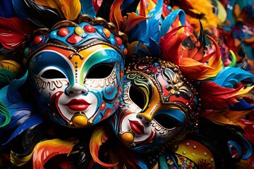 Multicolored carnival mask. Top view