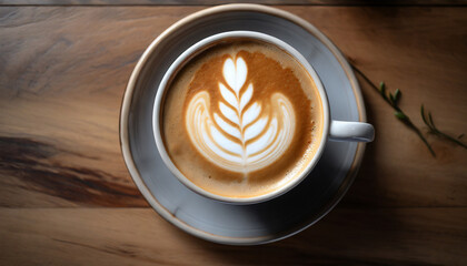 A top-down perspective of an Australian flat white highlights the smooth and velvety espresso mixed with steamed milk, representing the popular coffee choice in Australian cafes.