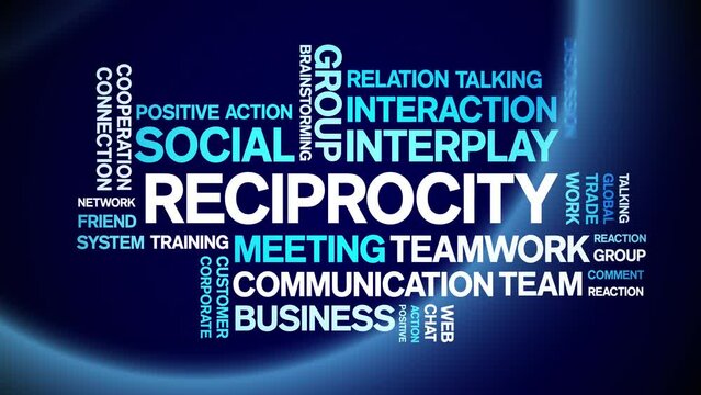 Reciprocity animated tag word cloud;text design animation kinetic typography seamless loop.