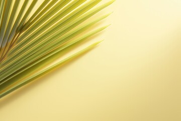 A vibrant backdrop for creative content, showcasing green palm leaves against a yellow wall, with plenty of room for customization to suit your unique artistic vision. Photorealistic illustration