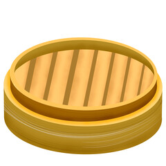 Empty wood steam basket png isolated, illustration