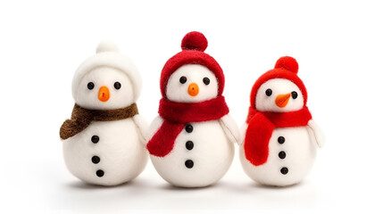 two snowmen isolated on white background