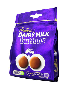 Cadbury dairy milk chocolate buttons in a 119g pouch pack 