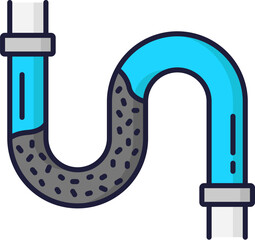 Color plumbing service icon. Toilet, clogged sink pipe, bathroom problems. Sewage pipe unclog, plumbing repair or sink cleaning linear vector icon, house bathroom problem fixing outline pictogram