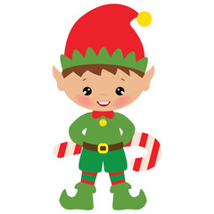 Christmas elf vector cartoon illustration