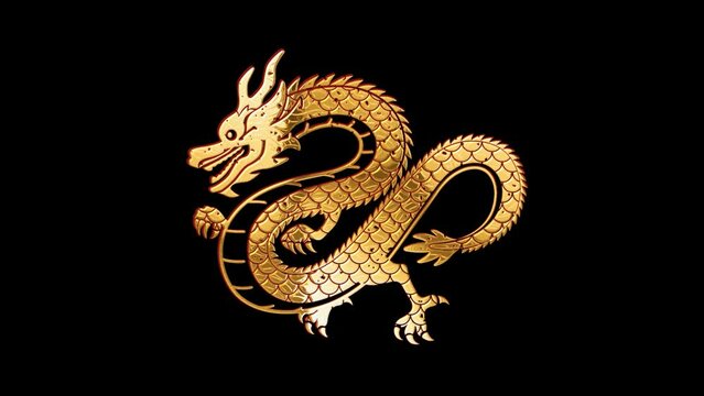 golden chinese dragon,alpha channel