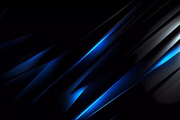 dark black background design with shining blue stripes. generative ai