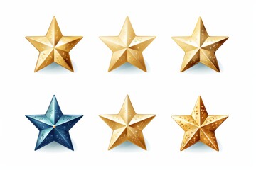 Set of six golden stars isolated