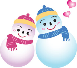 雪だるまのカップルのポストカード
