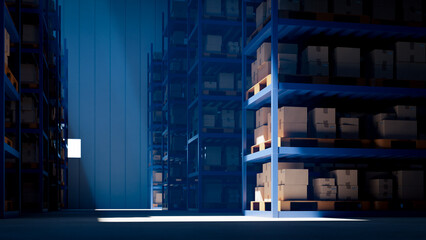 a warehouse ship piled with goods,3d rendering