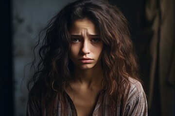 Fototapeta premium sad depressed girl who has problems. Mental psychological health concept