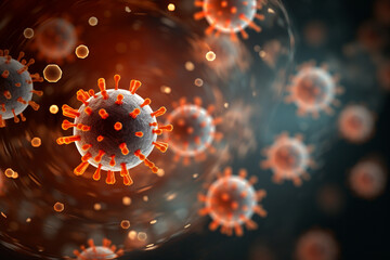 coronavirus spread inside the body bokeh style background