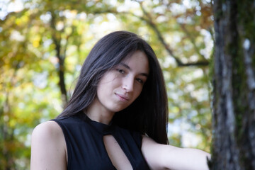 Serena in the autumn in the woods