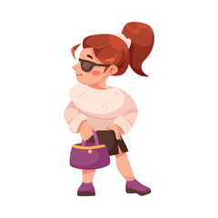 Stylish Girl Character Wear Fashion Apparel and Clothes Vector Illustration