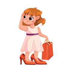 Stylish Girl Character Wear Fashion Apparel and Clothes Vector Illustration