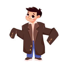 Stylish Boy Character Wear Fashion Apparel and Clothes Vector Illustration