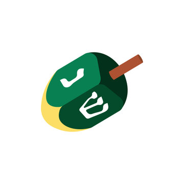green dreidel spinning on white background clip art preview
