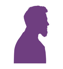 Silhouette of bearded man on white background