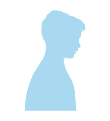 Silhouette of cute boy on white background