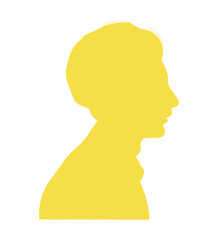 Silhouette of young guy on white background