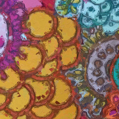 Oil painting and various flowers, Paisley, the beauty of birds