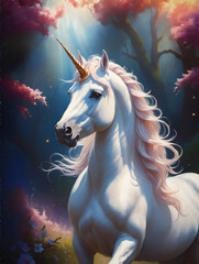 Obraz na płótnie Canvas Unicorn with pink mane