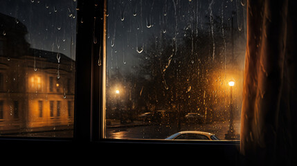 A rain covered window
