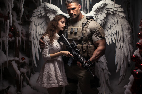 Photography modern Cupid Special Forces lovingly hand out bullets instead of bows on Valentine's Day, Christmas or New Year's Day.