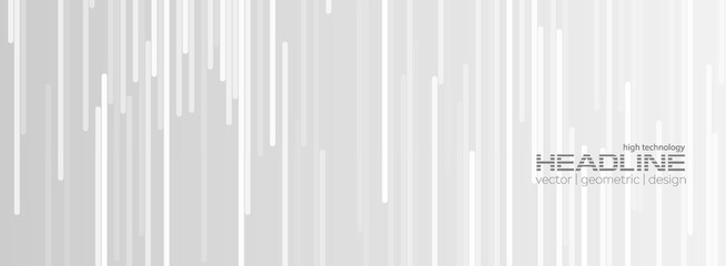 White and grey minimal lines abstract futuristic tech background. Vector geometric banner design