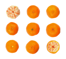 Set of mandarin. Oranges isolated on transparent background, Golden orange collection. Png.