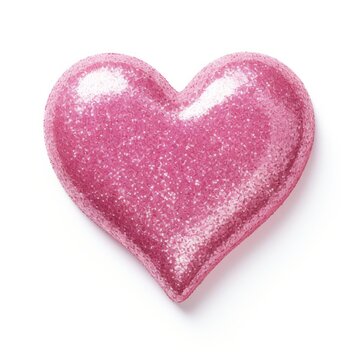Pink glitter heart isolated